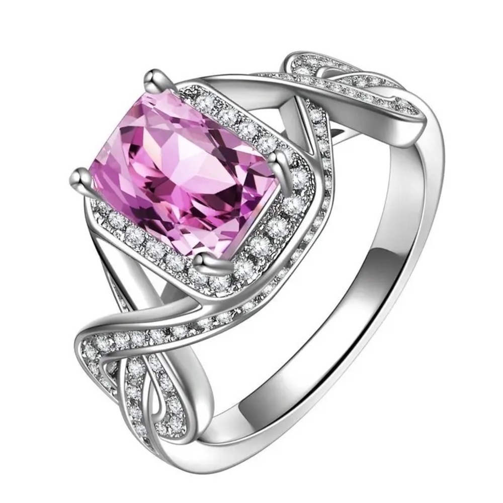 New Women’s 925 Silver Beautiful Pink Sapphire Ring - Picture 1 of 4